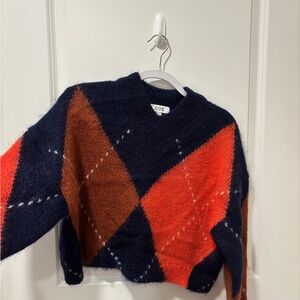 COS Women's Argyle Sweater - Navy and Orange
